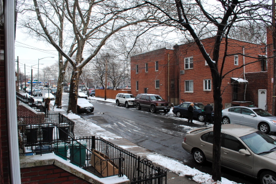 [lightly snowed street view]