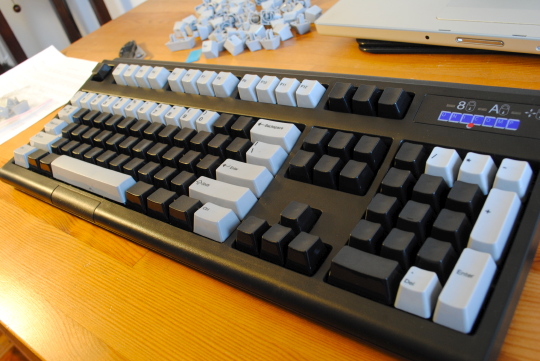 [keyboard with mixed keycaps]