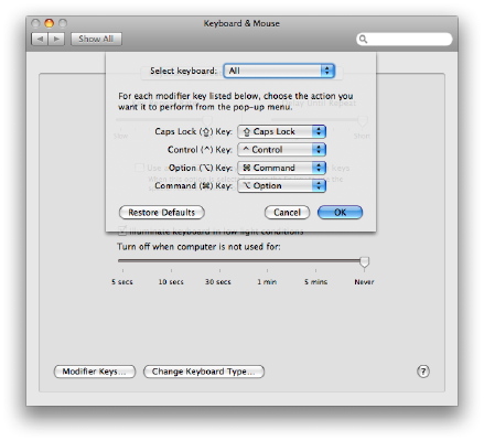 [mac os x keyboard system preference modifier keys]